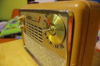 Rare 1950s Admiral Transistor 8 Model 537 Portable Radio Gold & Twisting Antenna