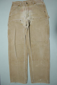 Carhartt Vintage Distressed B136 Double Knee Front Work Construction Utility Pants BRN