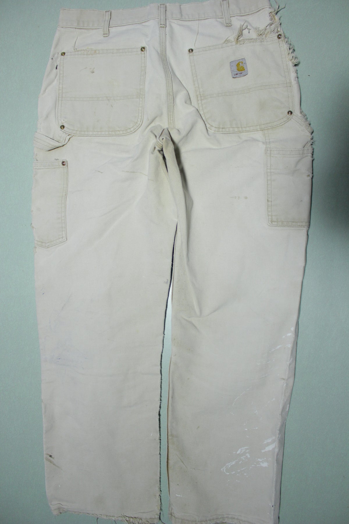 Vintage 1990s Carhartt Beige Distressed Double Knee Work Pants