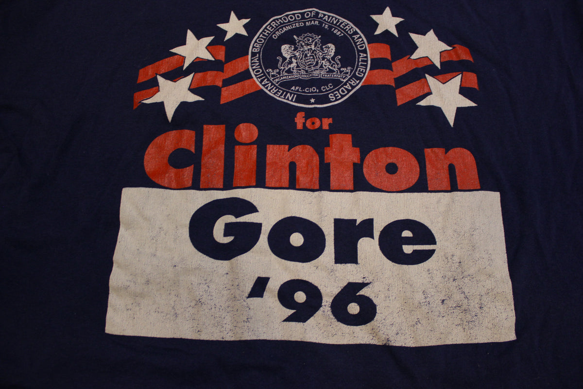 Clinton Gore 1996 International Brotherhood of Painters Vintage 90's Political T-Shirt