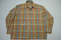 Goldwaters Vintage 60's 70's Western Ranch Button Up Plaid Distressed Shirt