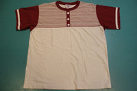Huntington Ridge Vintage Striped Cream Faux Button 80's Wonder Years T-Shirt