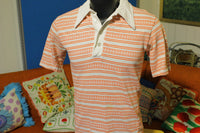 London Square Vintage 60's 70's Red and White Striped Polo.  Original.