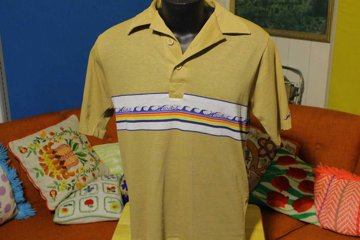 Waves Totally Tubular 1980's Vintage Beach Polo Shirt