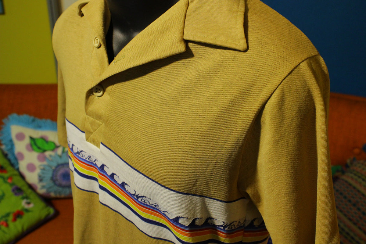 Waves Totally Tubular 1980's Vintage Beach Polo Shirt