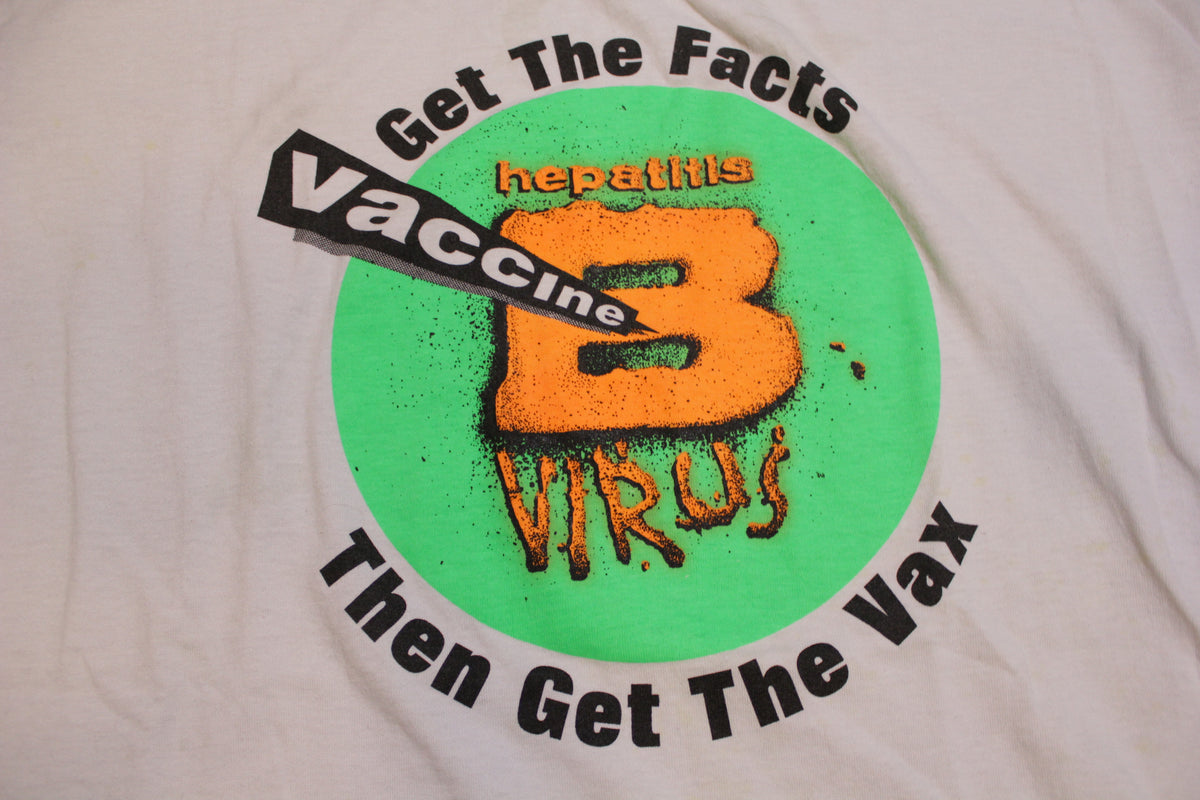 Hepatitis B Vaccine Virus Awareness Vintage Made In USA 90's Single Stitch T-Shirt
