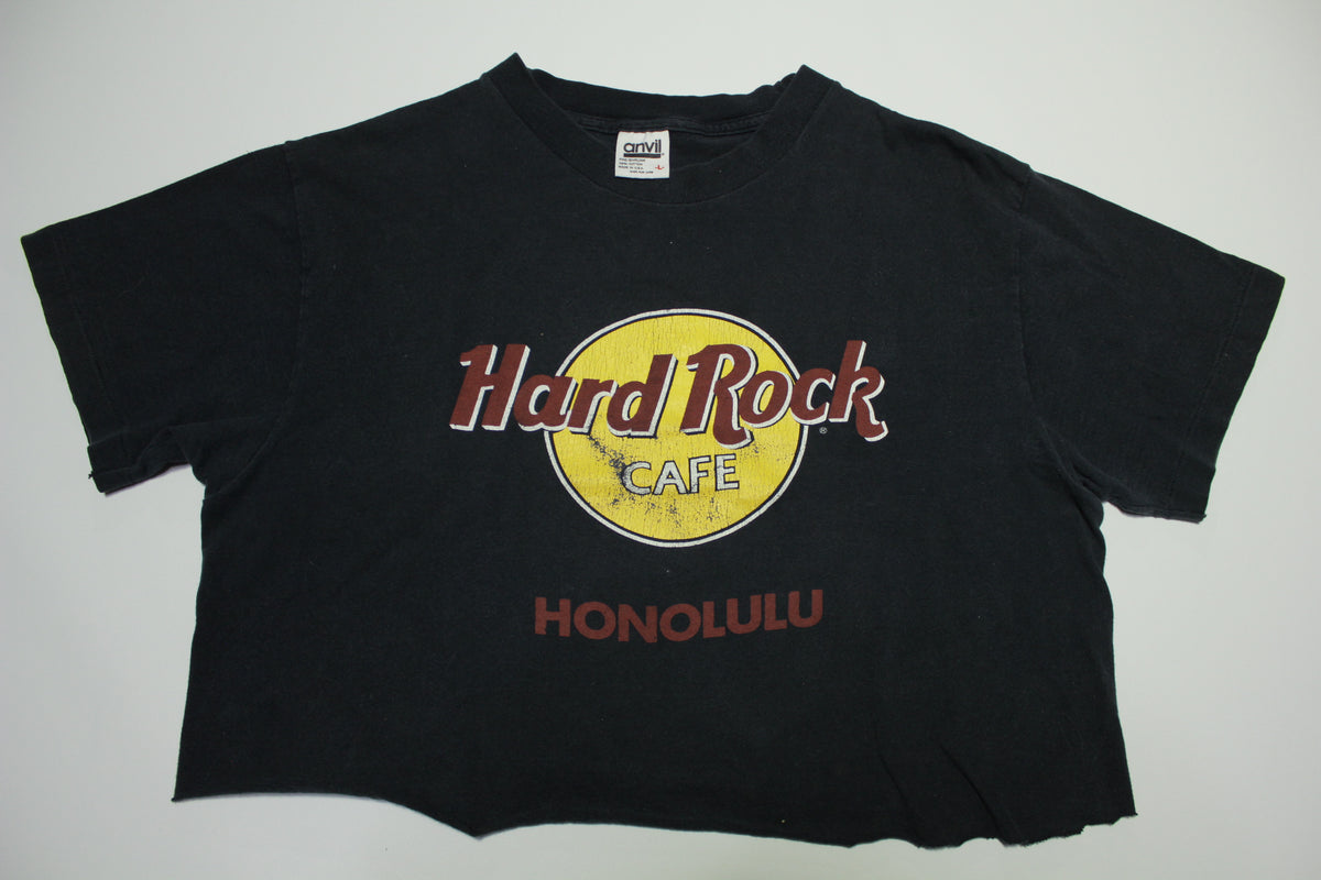 Hard Rock Cafe Honolulu Vintage 90's Crop Top Anvil Single Stitch Made in USA T-Shirt