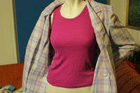 1980s Vintage Women's 2 Button Plaid Patch Pocket Lightweight Suit.  Cute!