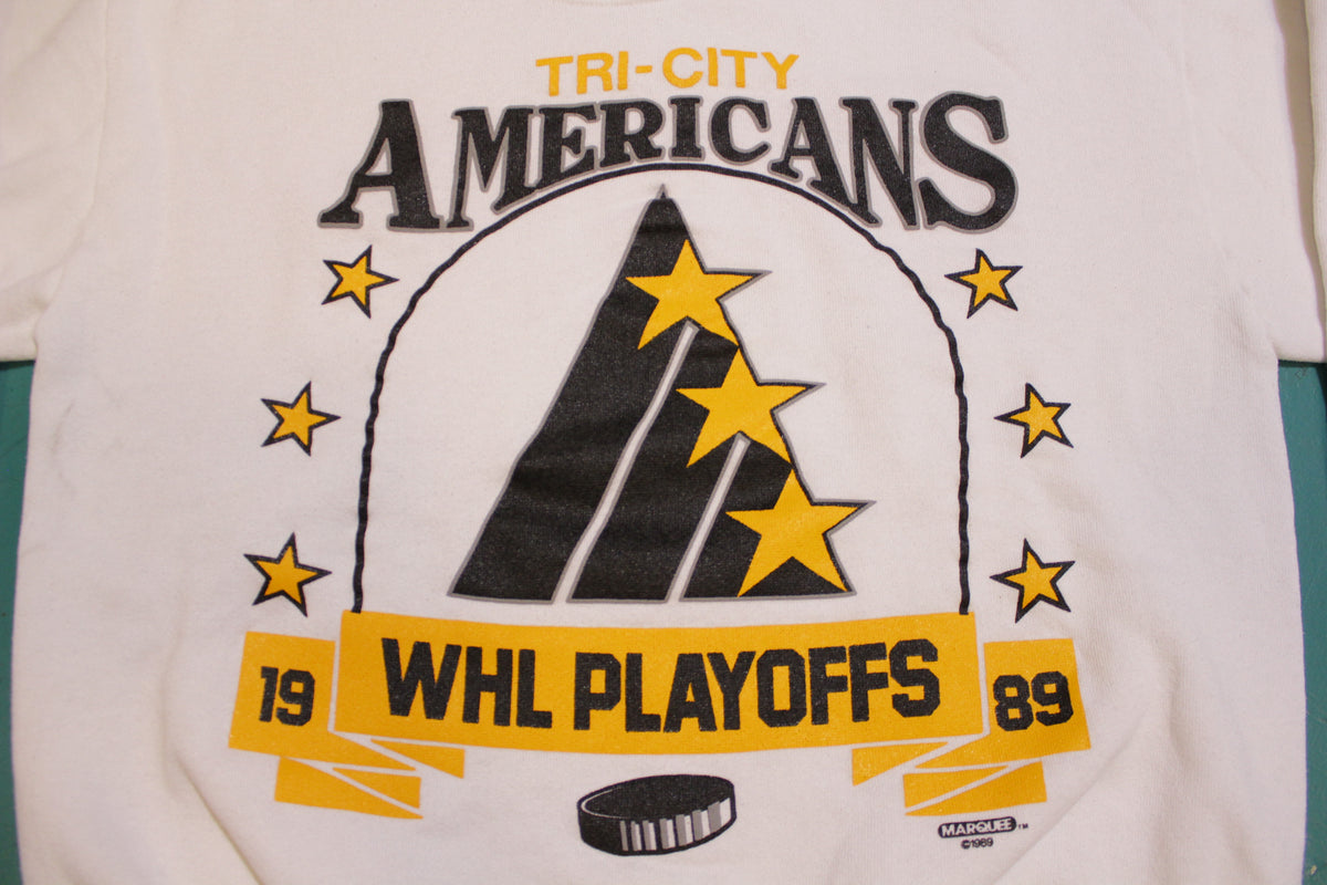 Tri-City Americans 1989 80's Vintage WHL Playoffs Pro Knit USA Sweatshirt