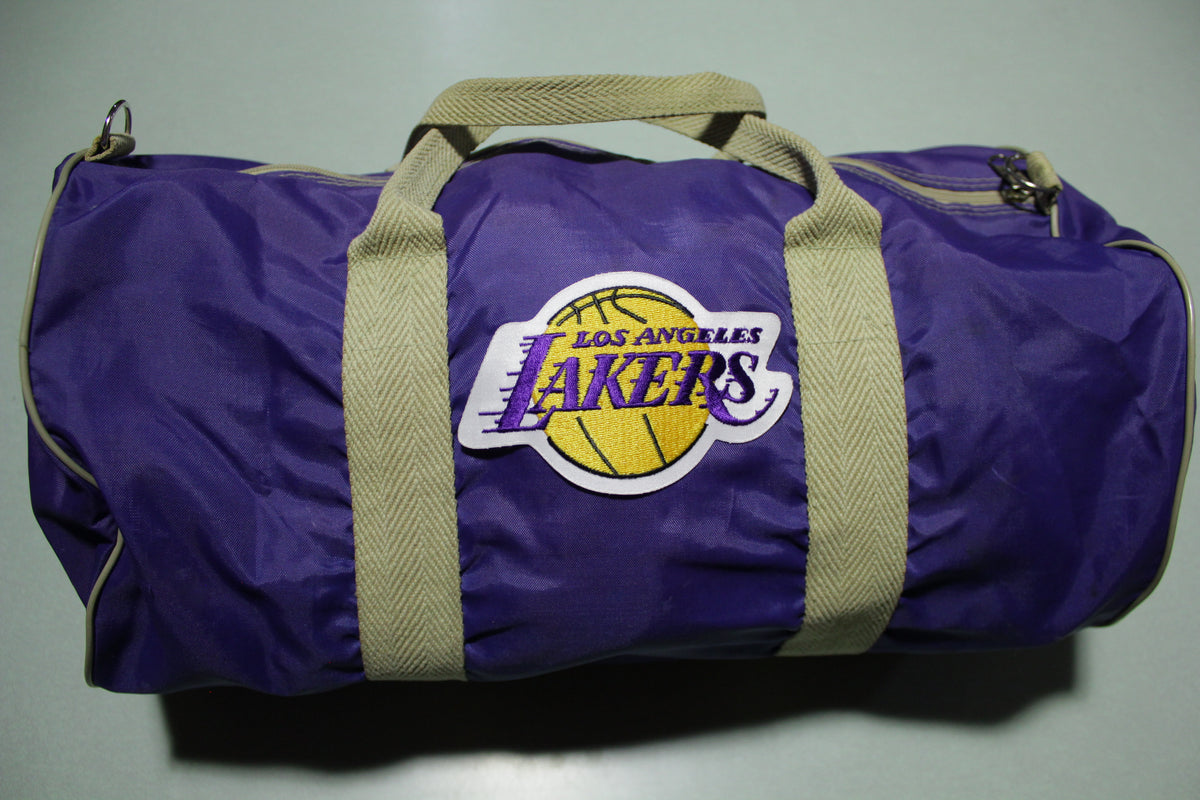 Los Angeles Lakers Vintage 80's 90's Sewn Patch Duffle Gym Travel Bag Purple