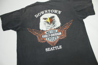 Harley Davidson Motorcycles Vintage 1990 Downtown Seattle Eagle Single Stitch T-Shirt