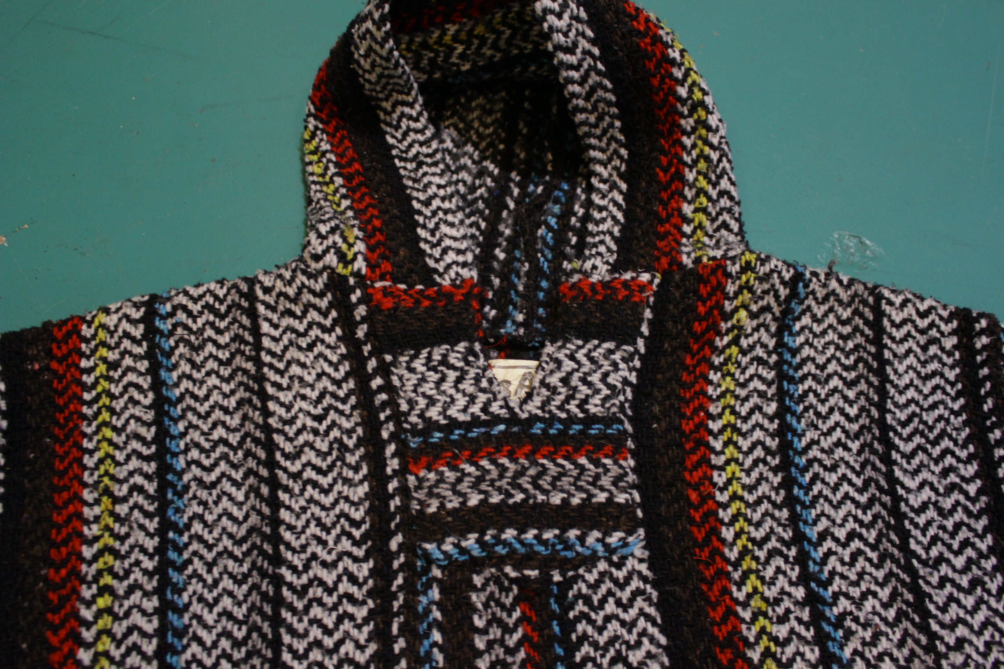 Baja Joe Mexico Drug Rug Poncho Hoodie Baja Sweater Vintage