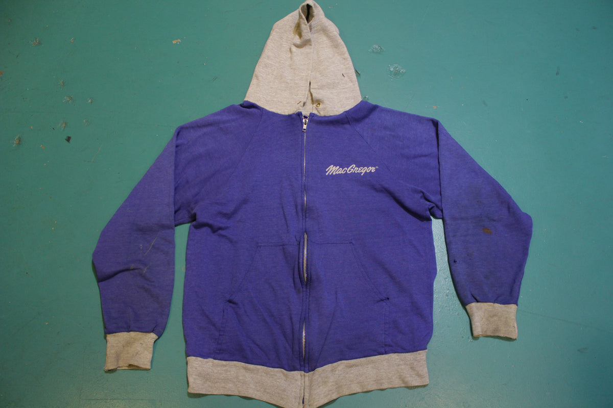 MacGregor Vintage Color Block Spellout Logo 80's Distressed Hoodie Sweatshirt
