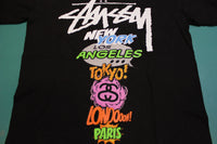 Stussy New York Los Angeles Tokyo London Paris Streetwear T-Shirt