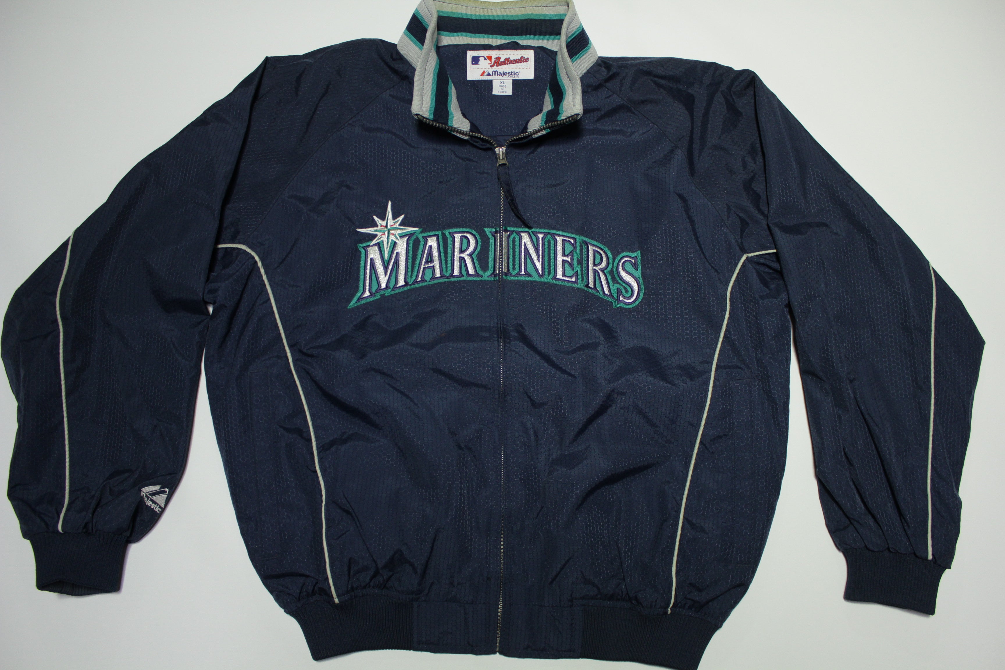 Seattle Mariners Majestic Striped Zip Up Windbreaker Jacket