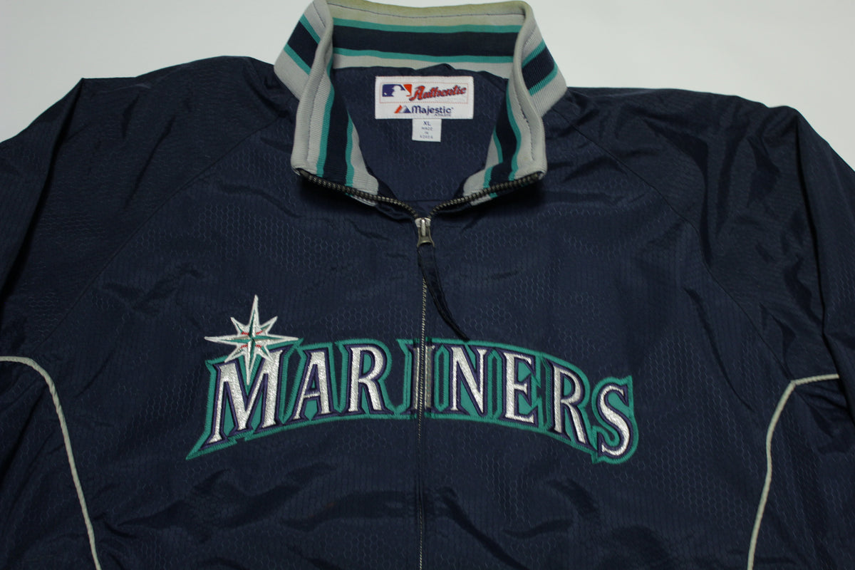 Seattle Mariners Majestic Striped Zip Up Windbreaker Jacket – thefuzzyfelt