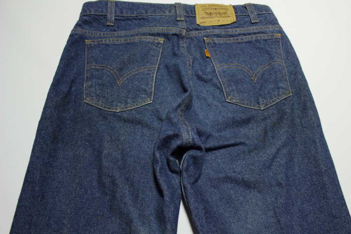 Levis 505 Dark Wash Orange Tab Vintage 80's Denim Blue Jeans