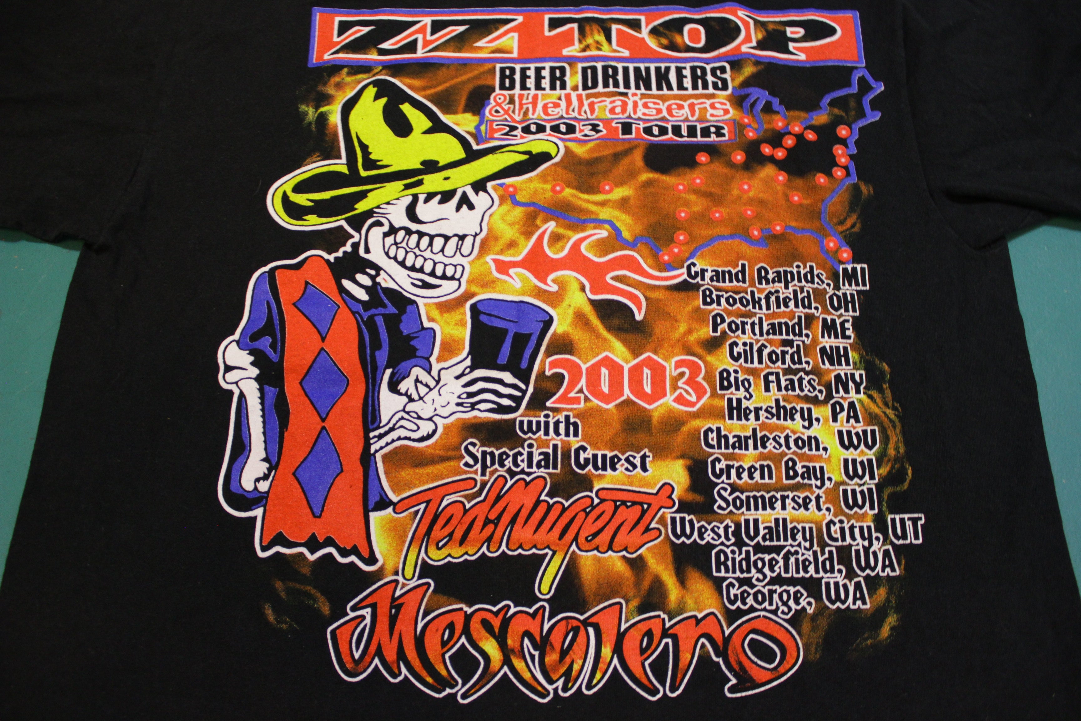 ZZ Top Drinkers Hellraisers 2003 Tour Mescalero Ted Nugent Vintage