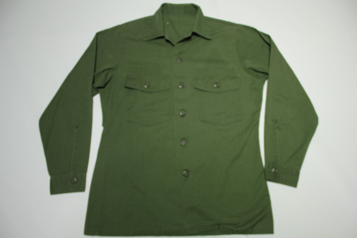 Shirt Utility Dura Press OG-507 DLA100 1978 Vintage 70s Military Army Issue Drab Olive Shirt