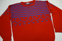 Meister Vintage 70's Distressed Ski Geometric Pattern Retro Wool Sweater