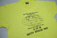 Math Bridge 1989 Vintage World Map Screen Stars T-Shirt