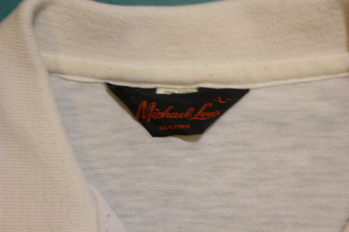 Michael Low Vintage Striped 80's Tennis Golf Single Stitch Polo Shirt