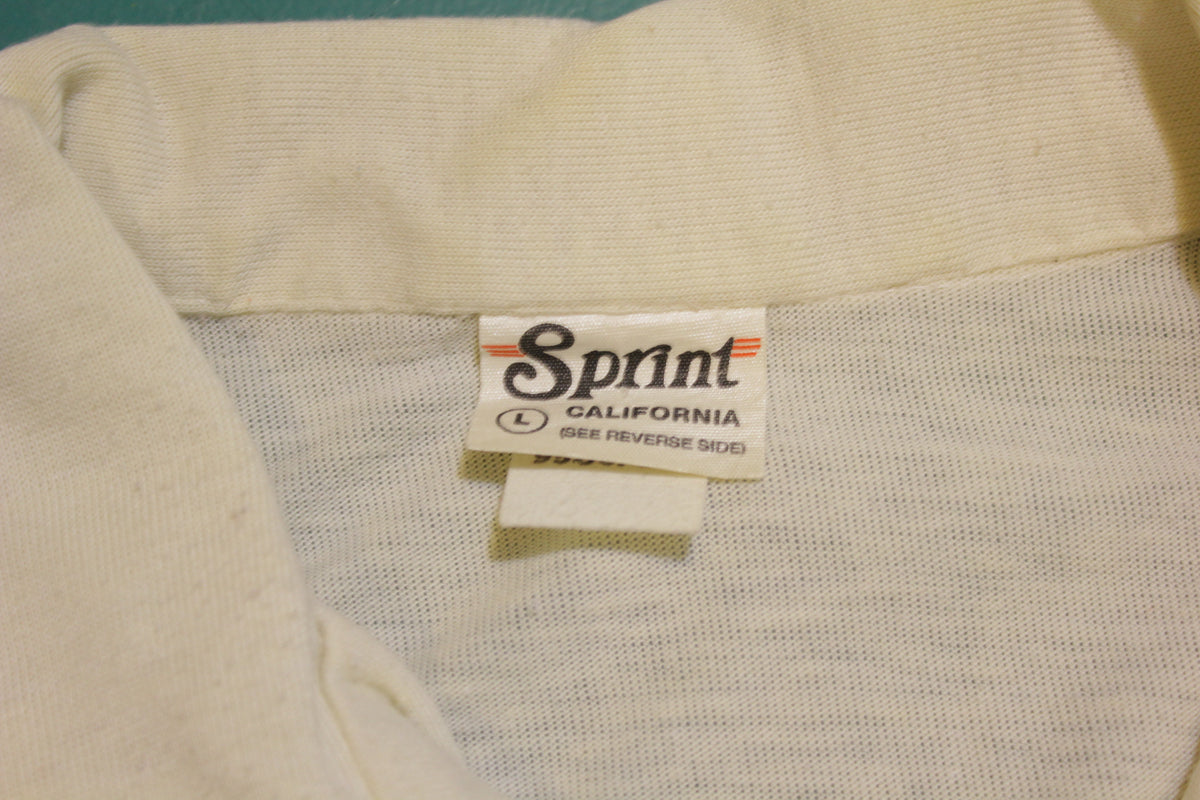 Sprint California Striped 80's 70's Tennis Golf Single Stitch Polo Shirt