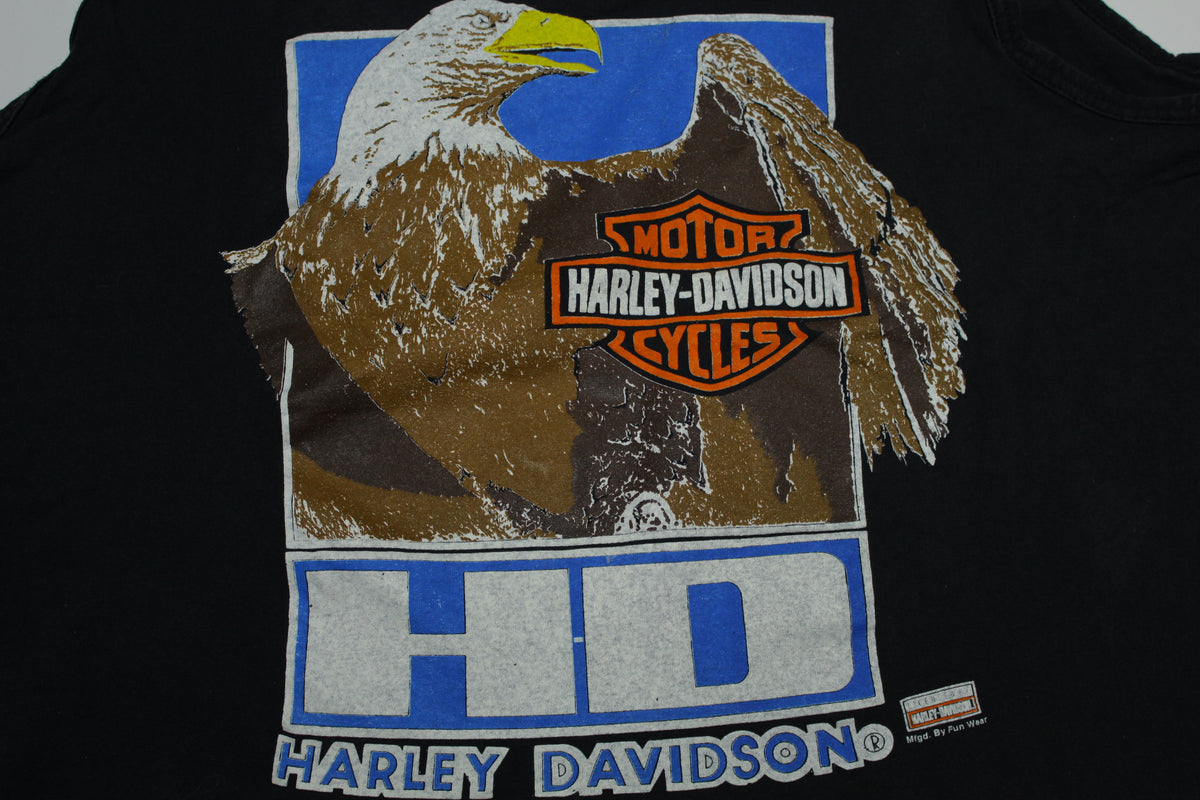 Harley Davidson Motorcycles Big HD Eagle Vintage Fun Wear Single Stitch 80's USA T-Shirt