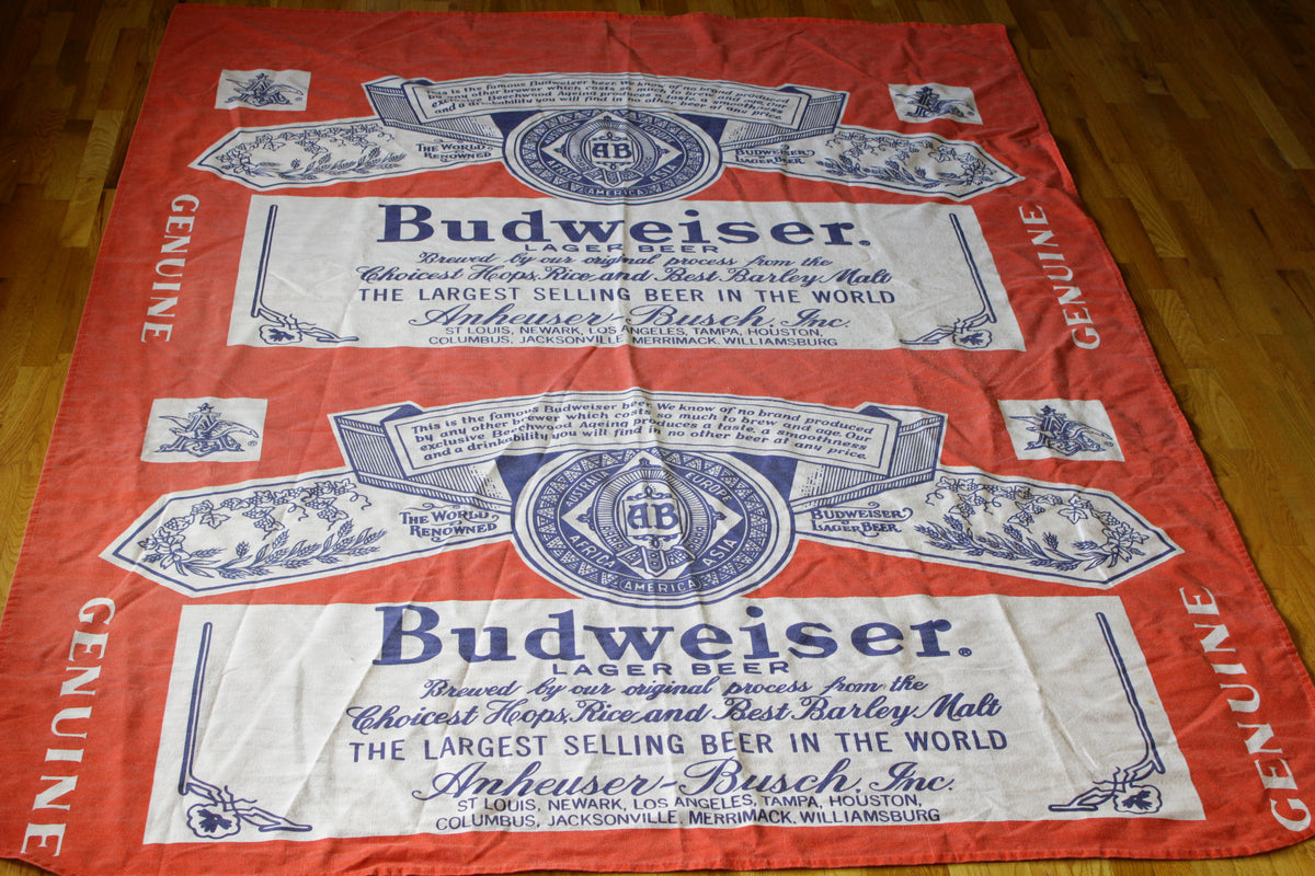 Giant Budweiser Blanket.  Vintage 1980's.  78"x104"