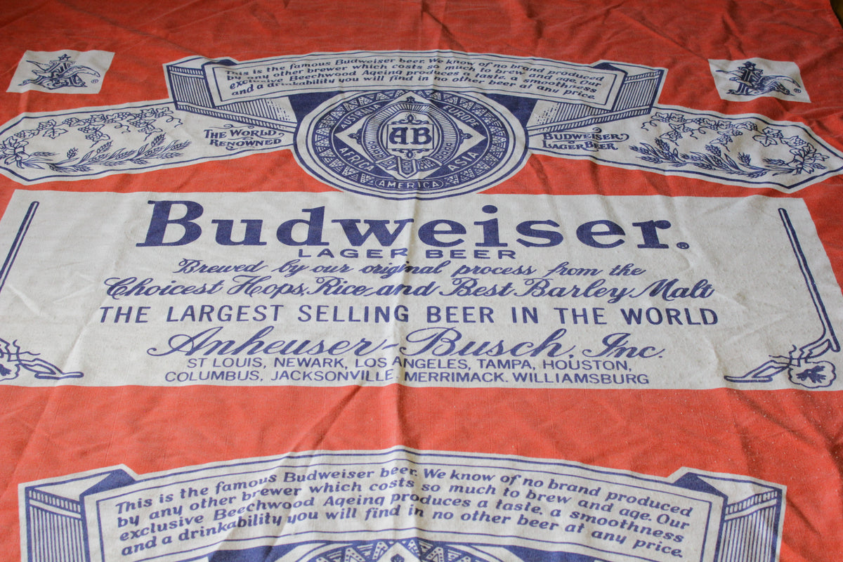Giant Budweiser Blanket.  Vintage 1980's.  78"x104"