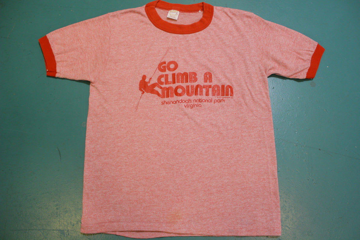 Go Climb a Mountain Shenandoah National Park Virgina Vintage Ringer 70s T-Shirt