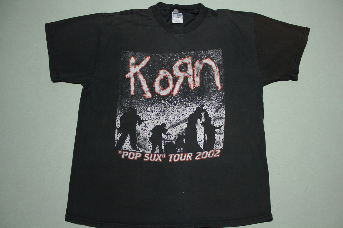 Korn Disturbed Pop Sux 2002 Vintage Tour Concert Metal Rock Rap T-Shirt