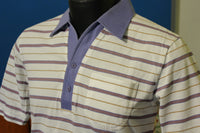 Monarch Striped 2 Button Vintage Polo Shirt. 1970's - 1980's Nice!