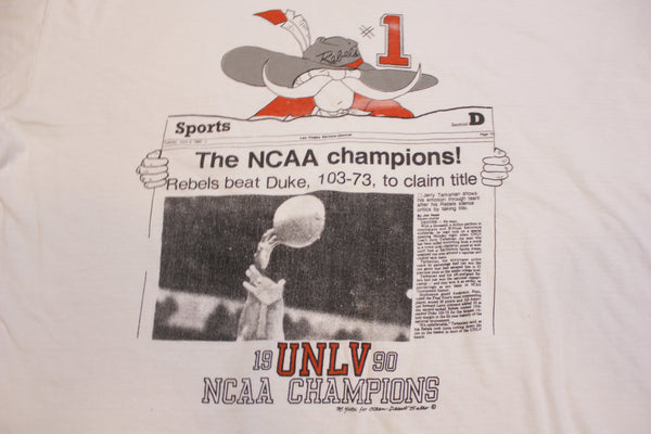 UNLV Rebels 1990 NCAA Champions VS Duke 103-73 Headline Single Stitch T-Shirt