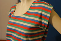Aileen 1980's 1970's Vintage Striped Sleevless Summer Shirt.