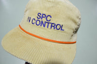SPC In Control Cream Corduroy Vintage 80's Adjustable Back Snapback Hat