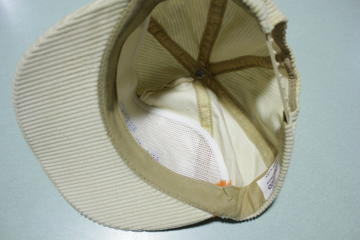 SPC In Control Cream Corduroy Vintage 80's Adjustable Back Snapback Hat