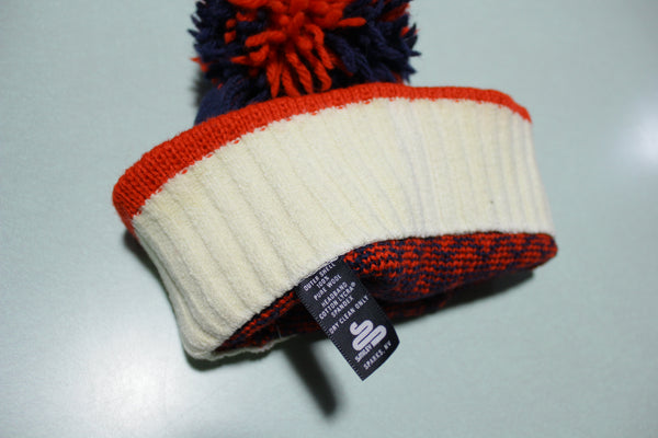 Smiley Sparks NV Striped Vintage 80's Stocking Hat Pom Snow Cap Beanie