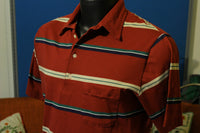 Maroon Striped Jantzen Polo. Natural Touch Vintage 80's 90's Short Sleeve.