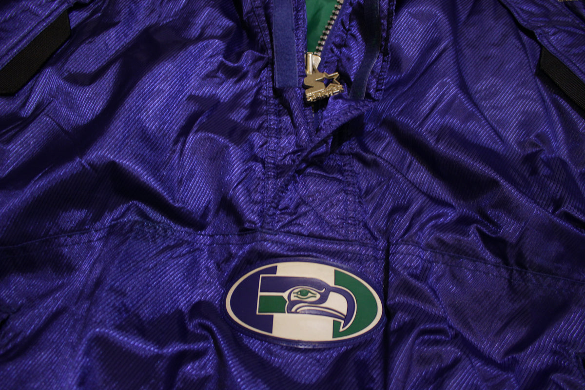 Seattle Seahawks 90s Hooded Pullover Puffer Hoodie Starter Vintage Jacket