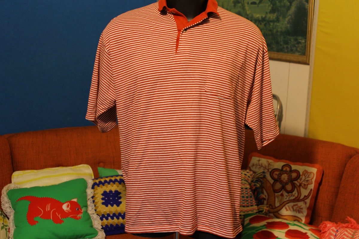 Red and White Striped Puritan Polo. Vintage 80's 90's.