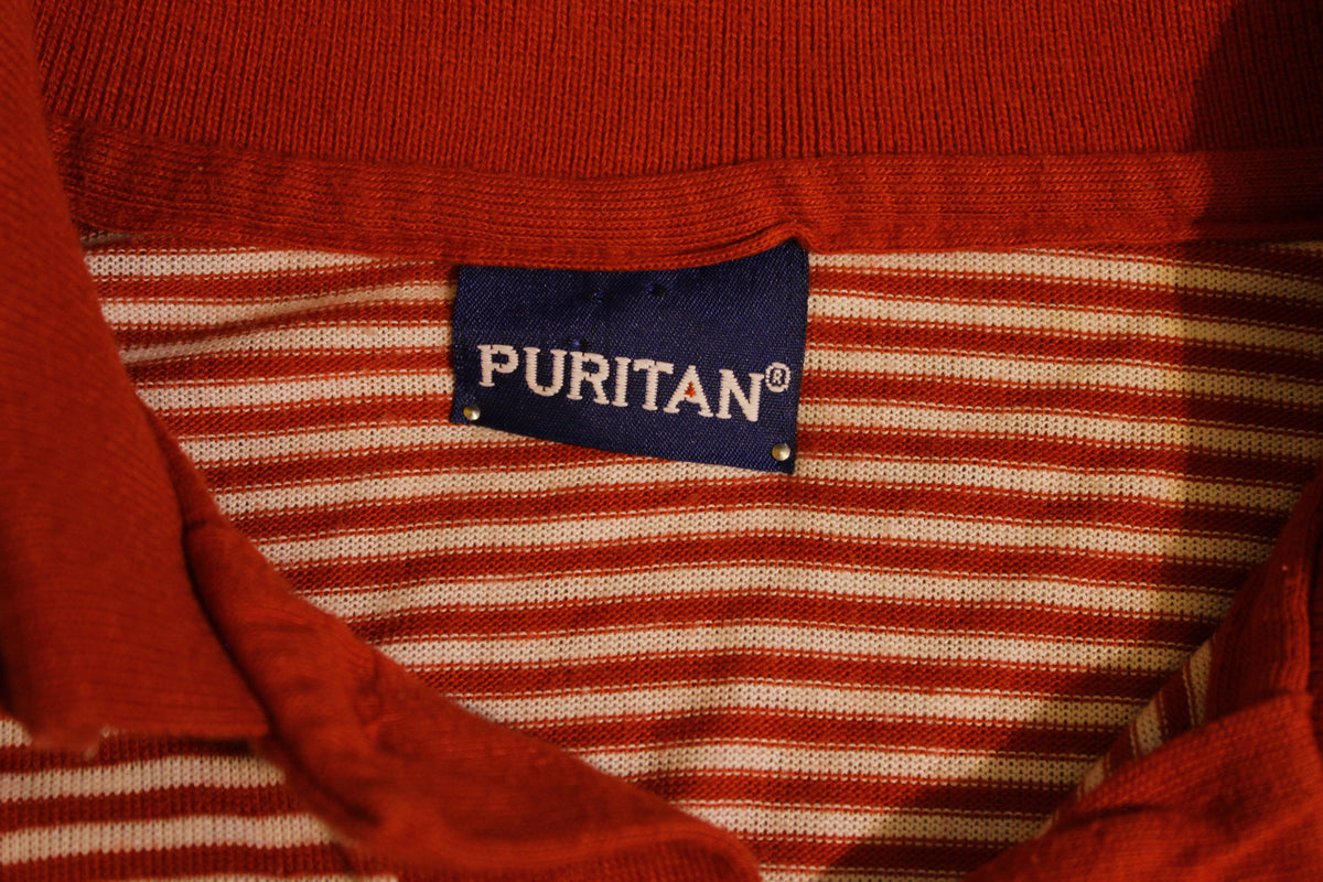 Red and White Striped Puritan Polo. Vintage 80's 90's.