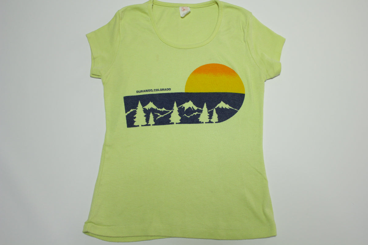 Durango Colorado Textile Prints USA Sunset 80's Women's Cut T-Shirt