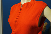 Red 1970's Sleeveless Sweatshirt w/ Zipper. Sportswear Vest.  Made in USA.