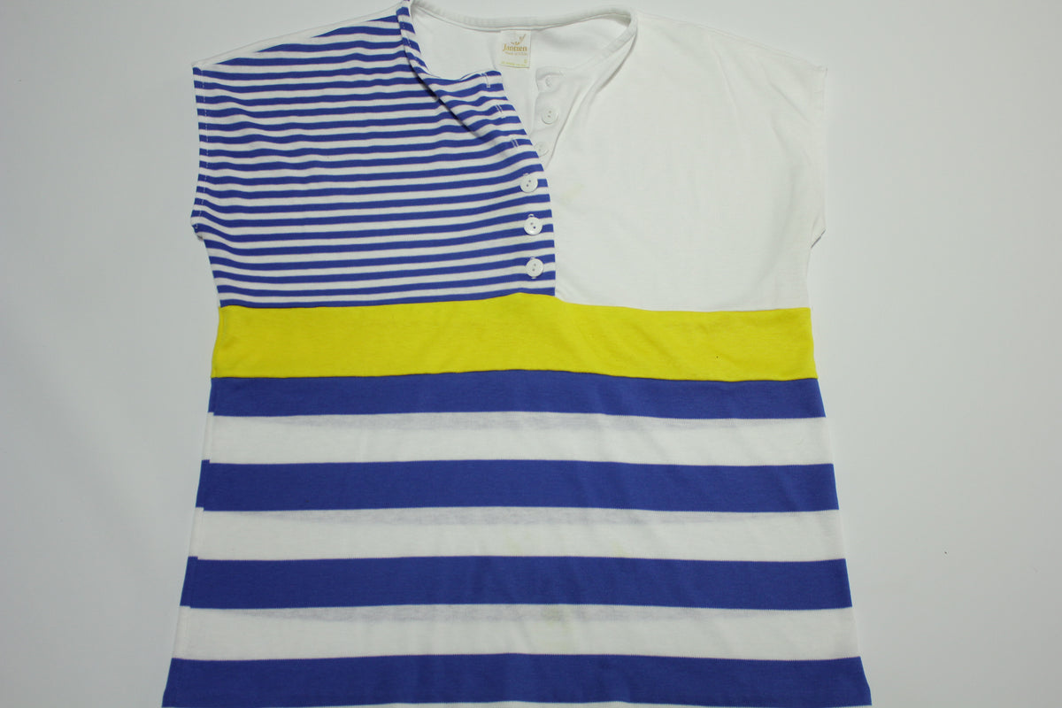 Jantzen USA Striped Color Block 80's Women's Cut T-Shirt