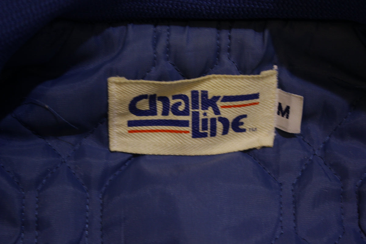 Seattle Seahawks Vtg Chalk Line 80's Quilt Satin Patch Jacket Snap CRISP Medium