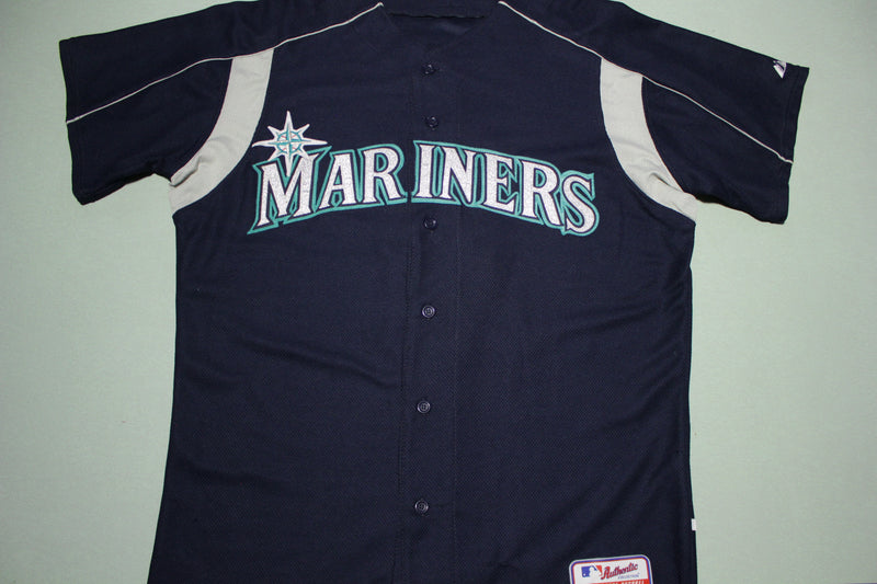 VINTAGE 90s LEE SPORT SEATTLE MARINERS STRIPED POLO SHIRT | (M)