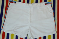 1980's Vintage Sprint Striped Tennis Shorts. White Men's XL