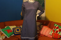 1960's Puritan Forever Young Blue White Polka Dot Dress. Mod Half Zip.