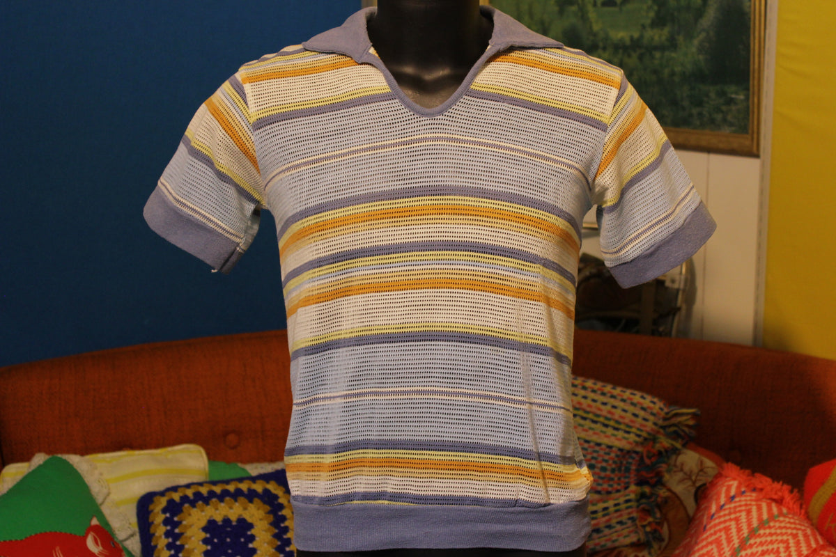 Striped Mesh Jean Cut 1970's Polo Vintage and Nice.